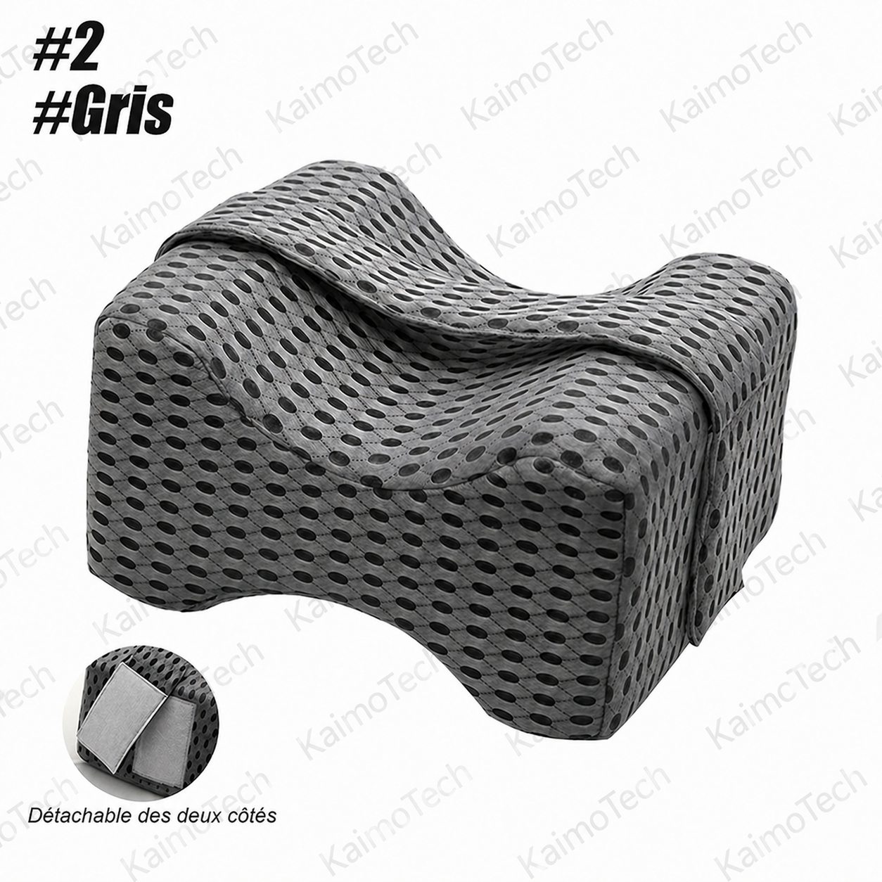 Coussin genou mémoire de forme coloris gris - position latérale
