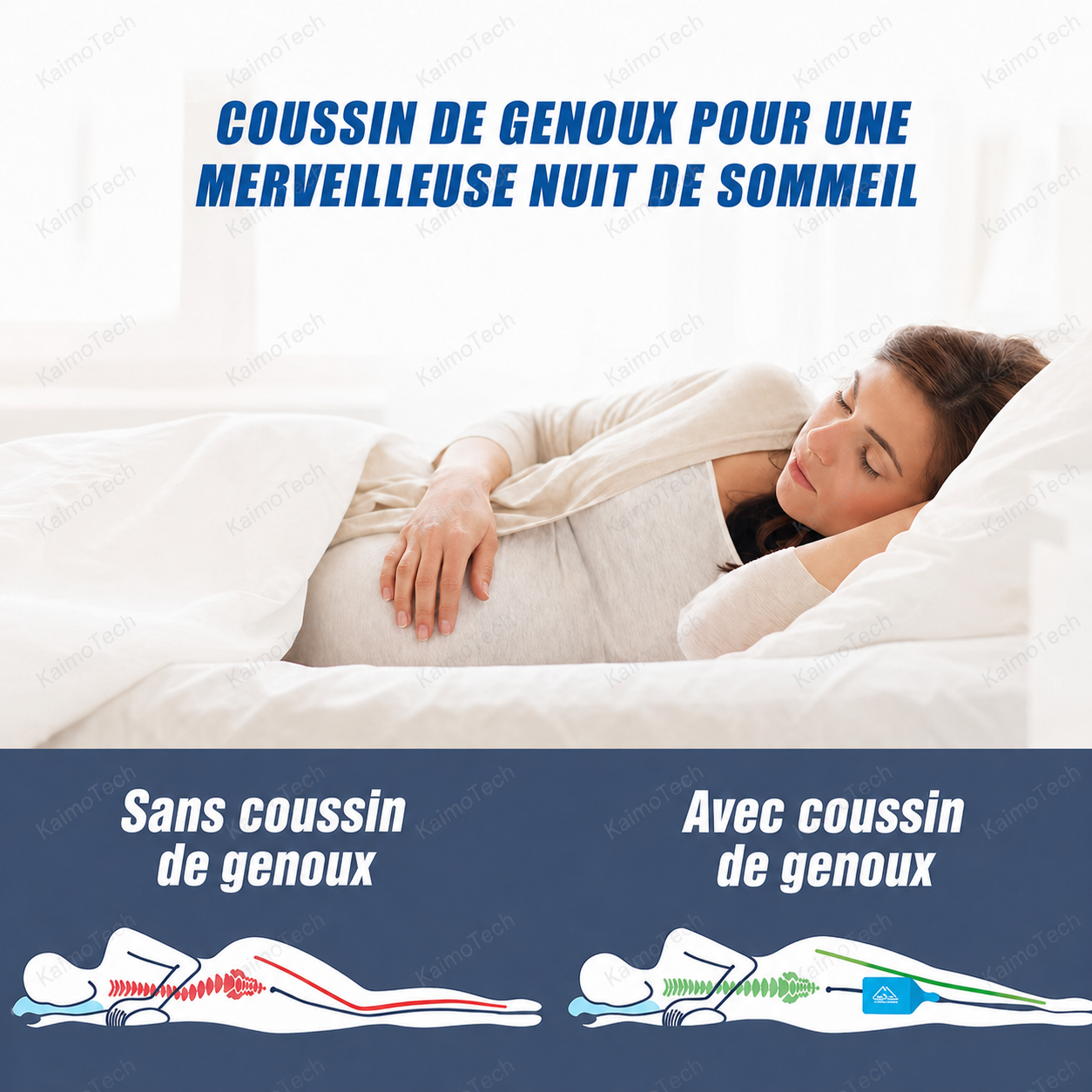 Coussin de genoux ergonomique pour une nuit de sommeil réparatrice