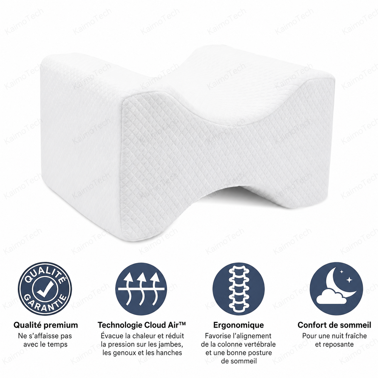 Coussin genou blanc mémoire de forme - caractéristiques techniques